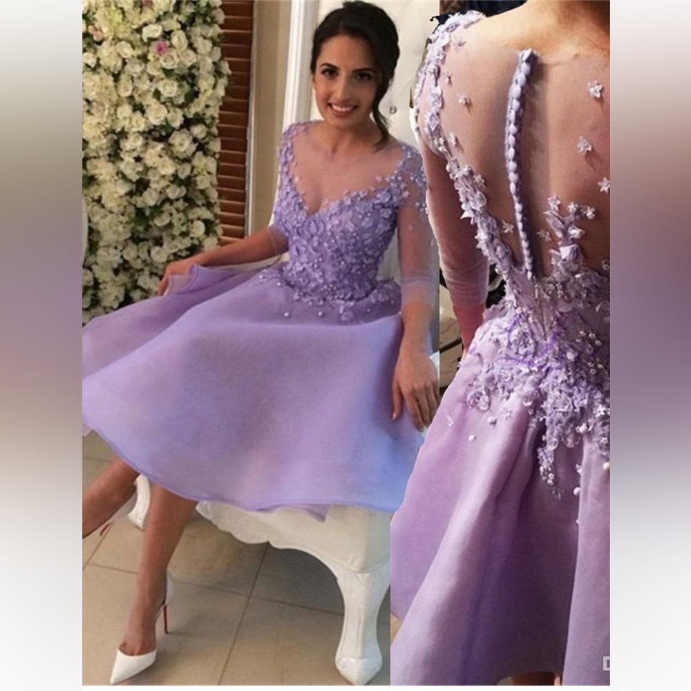 short lilac organza homecoming dress